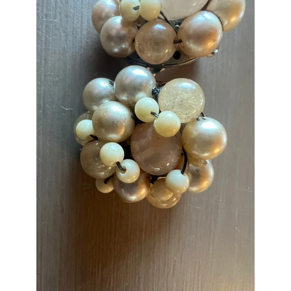 Vintage Cluster Clip-On Earrings 3 Pair Set Black Gold Cream West Germany Japan